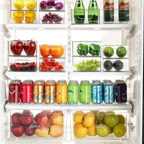 img 3 attached to 🧊 Maximize Fridge Storage Space with a Set of 8 Stackable Refrigerator Organizer Bins – Large & Medium Plastic Fridge Organizers with Handles, BPA-Free for Cabinet, Pantry, and Freezer Food Storage