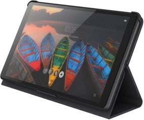 img 2 attached to Lenovo Tab M8 Folio Case in Black - Polycarbonate and Microfiber Material with Polyurethane Protective Film (ZG38C02862)