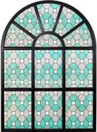 🪟 qualsen stained glass window film privacy, decorative static cling window film, non-adhesive window decals for home, uv blocking, privacy, heat insulation - 35.4x78.7inch size logo