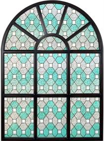 img 4 attached to 🪟 Qualsen Stained Glass Window Film Privacy, Decorative Static Cling Window Film, Non-Adhesive Window Decals for Home, UV Blocking, Privacy, Heat Insulation - 35.4x78.7inch Size