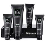 🧔 transform your skin with tiege hanley men’s skin care system - level 1: face wash, morning moisturizer, exfoliating face scrub, night moisturizer logo