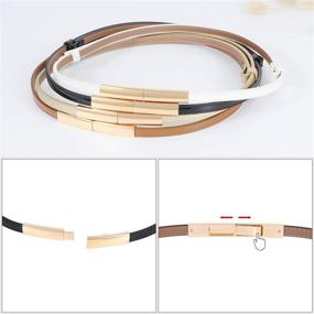 img 2 attached to 👗 Pack of 4 Skinny Leather Belts for Women - Adjustable & Fashionable Dress Belts, Thin Waist Belts for Ladies & Girls