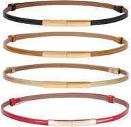 👗 pack of 4 skinny leather belts for women - adjustable & fashionable dress belts, thin waist belts for ladies & girls logo