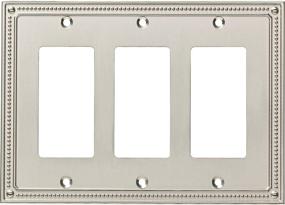 img 4 attached to Sophisticated Satin Nickel Triple Decorator Wall Plate by Franklin Brass - Classic Beaded Design