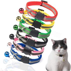 img 4 attached to 🐱 TCBOYING Breakaway Cat Collar: Reflective and Bell-Adorned, Ideal Size for Cats or Small Dogs in Mixed Colors