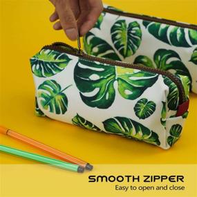 img 1 attached to 🌳 LParkin Large Capacity Canvas Pencil Case for Tree Leaves, Pen Bag Pouch for Stationery, Makeup & Cosmetics - Multifunctional Gadget Box