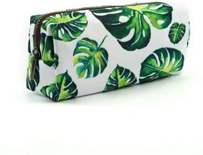 img 4 attached to 🌳 LParkin Large Capacity Canvas Pencil Case for Tree Leaves, Pen Bag Pouch for Stationery, Makeup & Cosmetics - Multifunctional Gadget Box