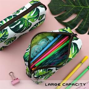 img 2 attached to 🌳 LParkin Large Capacity Canvas Pencil Case for Tree Leaves, Pen Bag Pouch for Stationery, Makeup & Cosmetics - Multifunctional Gadget Box