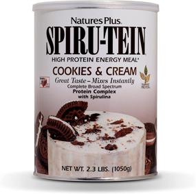 img 4 attached to NaturesPlus SPIRU-TEIN Cookies & Cream Shake - 2.3 lbs, Spirulina Protein Powder - Plant Based Meal Replacement, Energy Boosting Vitamins & Minerals - Vegetarian - 30 Servings