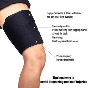 img 2 attached to 🩲 Adjustable Thigh Compression Sleeve for Men and Women - Thigh Support Brace Wrap for Pain Relief - One Size Fits Most