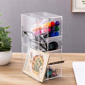 img 3 attached to Enhanced SEO: MyGift Clear Acrylic Multi Compartment Desktop Organizer, Letter Mail Sorter & Office Supplies Holder