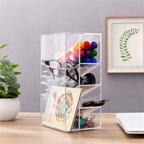 img 1 attached to Enhanced SEO: MyGift Clear Acrylic Multi Compartment Desktop Organizer, Letter Mail Sorter & Office Supplies Holder