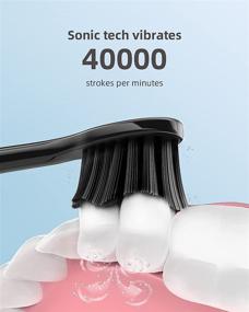 img 3 attached to Sonic Electric Toothbrush for Adults with Powerful 40,000 VPM Motor, Extended 180 Days Battery Life, Charcoal Sonic Whitening Toothbrush for Braces, 5 Modes, Smart Timer, 8 Brush Heads & 1 Travel Case, Sleek Black Design