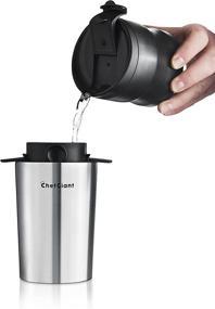 img 1 attached to ☕️ Portable Coffee Maker: ChefGiant Electric Burr Grinder, Single Serve Pour Over Brewer, Rechargeable with Insulated Mug - Ideal for Travel, Stainless Steel Construction