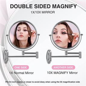 img 3 attached to 🔍 RorrimButy 10X Magnifying Wall Mounted Makeup Mirror: Double-Sided, 360° Swivel, Extendable for Bathroom Hotels in Chrome Plated Finish