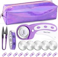 🧵 quilting rotary cutter set, 45mm fabric cutter with 5 replacement blades - purple, sewing clips, tape measure, and more for crafting and patchwork – shiny storage bag included logo