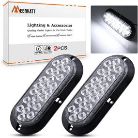 img 3 attached to Meerkatt (Pack Of 2) 6 Inch White LED Sealed Oval Clearance Lamp Backup Reverse Tail Light Power Save Waterproof 24 Diodes Trailer Cabin Pickup ATV Tow Bus Lorry RV SUV 12V DC Heavy Duty Truck DK12