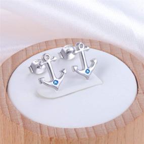 img 2 attached to 🌟 Stunning 925 Sterling Silver Cubic Zirconia Anchor Stud Earrings: Perfect Gift for Women, Teen Girls – Birthday or Graduation!