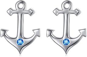 img 4 attached to 🌟 Stunning 925 Sterling Silver Cubic Zirconia Anchor Stud Earrings: Perfect Gift for Women, Teen Girls – Birthday or Graduation!