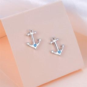 img 1 attached to 🌟 Stunning 925 Sterling Silver Cubic Zirconia Anchor Stud Earrings: Perfect Gift for Women, Teen Girls – Birthday or Graduation!