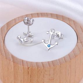 img 3 attached to 🌟 Stunning 925 Sterling Silver Cubic Zirconia Anchor Stud Earrings: Perfect Gift for Women, Teen Girls – Birthday or Graduation!