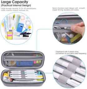 img 3 attached to Aiscool Large Capacity Gray Pen Pencil Case Stationery Box Organizer for School Supplies and Office Essentials