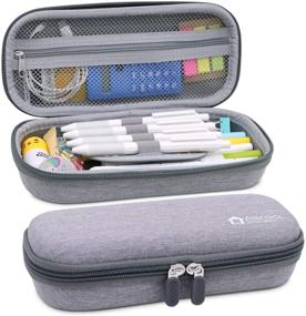 img 4 attached to Aiscool Large Capacity Gray Pen Pencil Case Stationery Box Organizer for School Supplies and Office Essentials