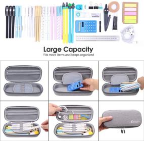 img 2 attached to Aiscool Large Capacity Gray Pen Pencil Case Stationery Box Organizer for School Supplies and Office Essentials