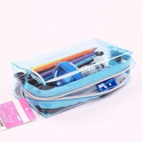 img 1 attached to 💙 Quirky and Spacious PU Pencil Case in Vibrant Blue - Long Lasting and Wear-resistant Organizer