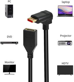 img 1 attached to Angled 90 Degree DP Male to DP Female Cable 30 CM/12 Inch - BolAAzuL Ultra Short Displayport 1.2 Extension Cord for HP Dell Asus 4K@60hz, 2K@144Hz, 1080P