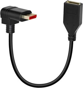 img 4 attached to Angled 90 Degree DP Male to DP Female Cable 30 CM/12 Inch - BolAAzuL Ultra Short Displayport 1.2 Extension Cord for HP Dell Asus 4K@60hz, 2K@144Hz, 1080P