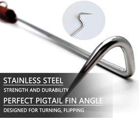 img 1 attached to 🔥 LQLMCOS 2Pcs Food Flipper Turner Hooks: Enhance Your BBQ Experience with Stainless Steel Grill Accessories for Grilling & Smoking