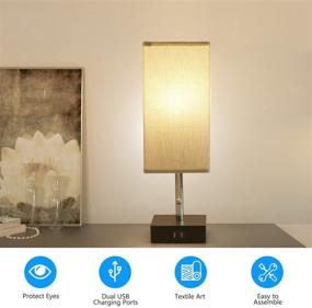 img 2 attached to 🔌 Versatile Soilsiu Bedside Table Lamp with USB Ports: Stylish Solid Wood Nightstandlamp for Living Room, Bedroom, Dorm - Includes LED Bulb!