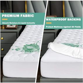 img 2 attached to Premium King Size Waterproof Mattress Pad: Breathable & Quilted Protector for Deep 18 Inch Pocket, Soft Hollow Cotton Filling - Fits King Beds