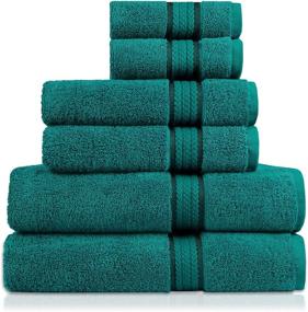 img 4 attached to 🛀 COTTON CRAFT Ultra-Soft 6 Piece Towel Set - Highly Absorbent Bathroom Shower - Premium Ringspun Cotton 580 GSM - 2 Oversized Large Bath Towels (30x54), 2 Hand Towels (16x28), 2 Wash Cloths (12x12) - Teal
