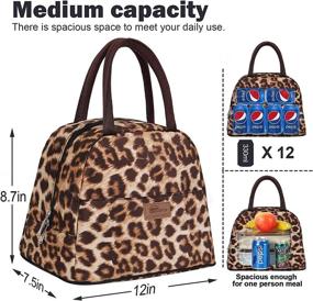 img 3 attached to 🐆 Buringer Heart Leopard Reusable Insulated Lunch Bag Cooler Tote Box with Front Pocket and Zipper Closure - Ideal for Women, Men, Work, Picnic, or Travel