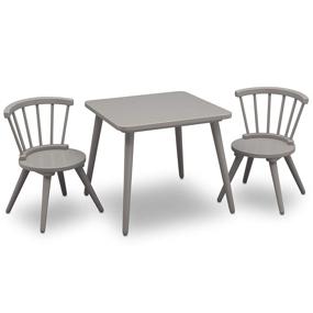 img 1 attached to 🎨 Grey Delta Children Windsor Kids Wooden Table Chair Set - Perfect for Arts & Crafts, Snacks, Homeschooling, Homework & More (Includes 2 Chairs)