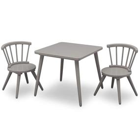 img 4 attached to 🎨 Grey Delta Children Windsor Kids Wooden Table Chair Set - Perfect for Arts & Crafts, Snacks, Homeschooling, Homework & More (Includes 2 Chairs)