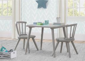 img 3 attached to 🎨 Grey Delta Children Windsor Kids Wooden Table Chair Set - Perfect for Arts & Crafts, Snacks, Homeschooling, Homework & More (Includes 2 Chairs)