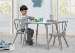 img 2 attached to 🎨 Grey Delta Children Windsor Kids Wooden Table Chair Set - Perfect for Arts & Crafts, Snacks, Homeschooling, Homework & More (Includes 2 Chairs)