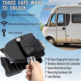 img 3 attached to 🔒 OPL5 RV Keyless Entry Door Lock with Fingerprint Handle Latch and Deadbolt, 20M Remote Control, Zinc Alloy Keyless RV Door Keypad & Fob for Travel Trailer, Camper, Bus, Yacht, and Truck