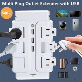 img 1 attached to Convenient Multi Plug Outlet Extender: 6 Rotating AC Outlets, 3 USB Charger Station | Ideal for Travel, Hotel, Office, Home