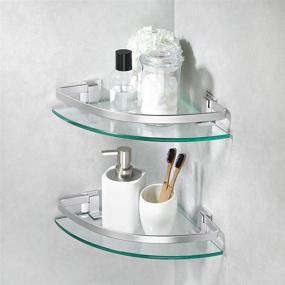img 3 attached to 🛁 Silver Finish KES Glass Corner Shelf with Rail - 2 Tier Wall Mount, Bathroom Storage Organizer (A4120A-P2)