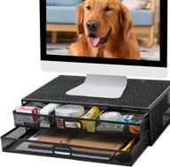 🖥️ enhance workspace efficiency with monitor stand riser and drawer mesh metal desk organizer accessories for pc and laptop логотип