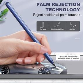 img 1 attached to 🖊️ TiMOVO Stylus Pencil for iPad with Palm Rejection, Apple iPad 2nd Gen Pencil for iPad Pro 11/12.9 Inch (2018-2021), iPad 9/8/7/6th Gen, iPad Mini 6/5th, iPad Air 4th/3rd, Magnetic Design, Blue
