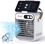 🌬️ stay cool anywhere: shandii portable air conditioner and mini evaporative cooler with cell phone stand/holder - perfect for room and office, 3 speeds, long-lasting 2400 mah battery - f80 logo