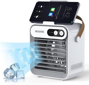 img 4 attached to 🌬️ Stay Cool Anywhere: SHANDII Portable Air Conditioner and Mini Evaporative Cooler with Cell Phone Stand/Holder - Perfect for Room and Office, 3 Speeds, Long-lasting 2400 mAh Battery - F80