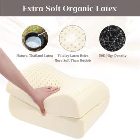 img 2 attached to 🌙 Ultra-Soft Talalay Latex Foam Pillow for Sleeping - Standard Size | Breathable Bed Pillow for Back, Side and Stomach Sleepers | Relieves Shoulder and Neck Pain | High Elasticity