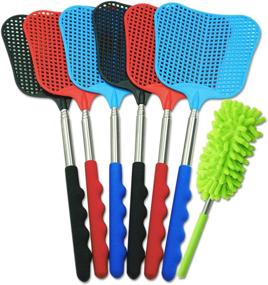 img 4 attached to 🪰 6-Pack WEIYUN Heavy Duty Plastic Fly Swatter Set with Telescopic Stainless Steel Handle - Ideal for Indoor/Outdoor Use in Classroom, Office – Includes Dusting Brush