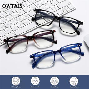 img 3 attached to 👓 OWTXIS 3 Pack Blue Light Blocking Reading Glasses: Oversized Square Nerd Eyeglasses for Women and Men